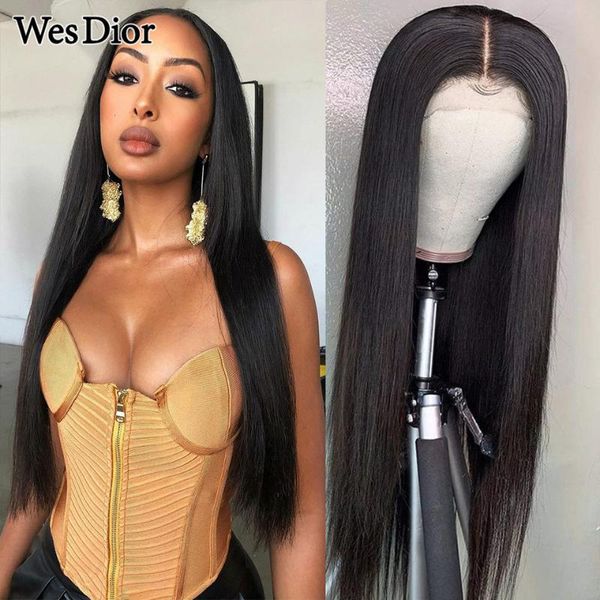 

lace wigs straight human hair brazilian 13x4 front for women preplucked 4x4 closure wig with baby 180% remy, Black;brown