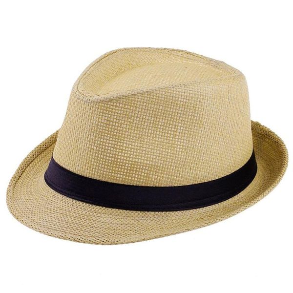 

stingy brim hats women kids summer jazz caps sun hat casual solid color panama straw block uv protection, Blue;gray