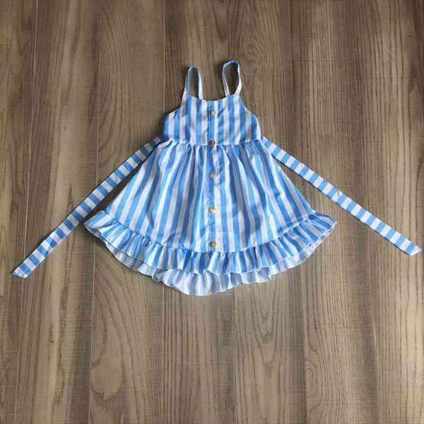 

summer baby girls children clothes stripe blue stripe belt woven ruffles cotton knee length dress kids wear milk silk, Red;yellow