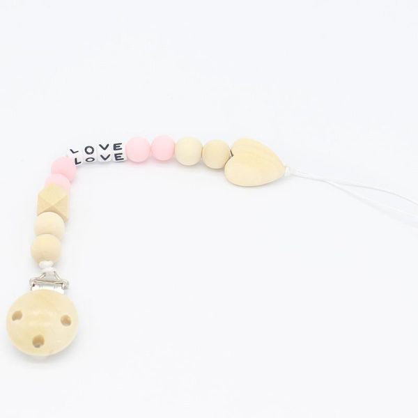 

pacifiers# wooden baby pacifier clip anti-chain infant love letters chain toy born nipple holder product
