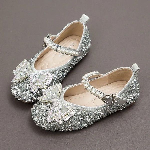 

first walkers girls' leather shoes children's single 2021 spring korean style princess rhinestone square toe