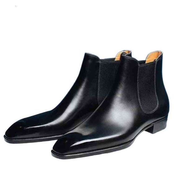 

dress shoes men's boots fashion pu leather slip-on chelsea boot male casual business british style zapatos para hombre ka005 y67d, Black
