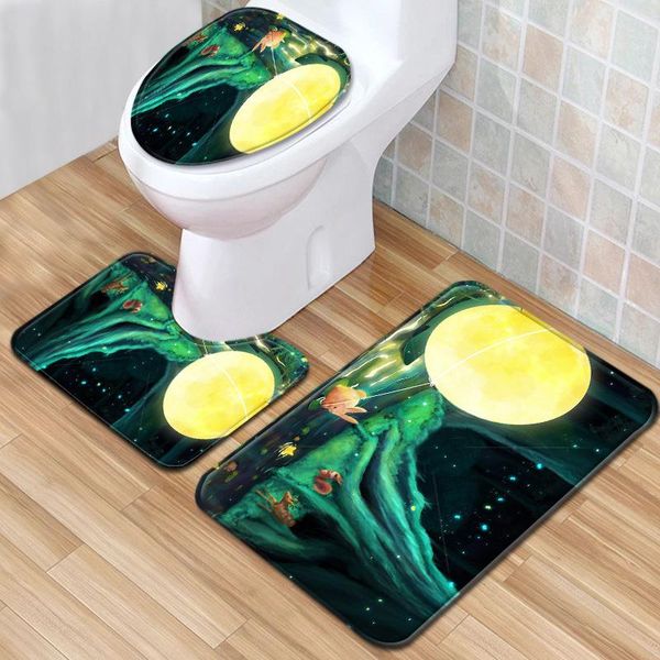 

bath mats cartoon healing tree hole bathroom rug set mat toilet the seat anti slip