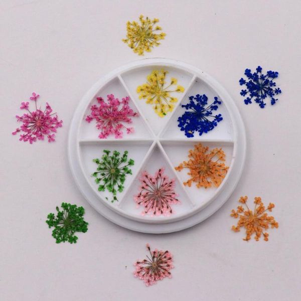 

nail art decorations 12pcs/set mix dried flowers natural floral sticker flower decoration 3d, Silver;gold