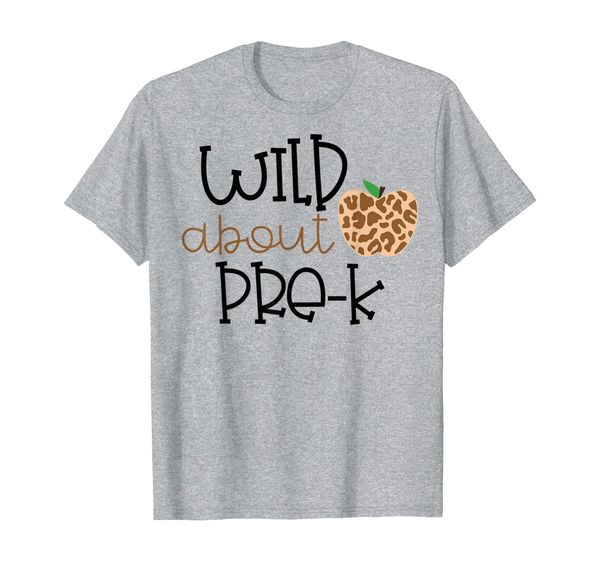 

wild about pre-k leopard print school teacher kid shirt, White;black