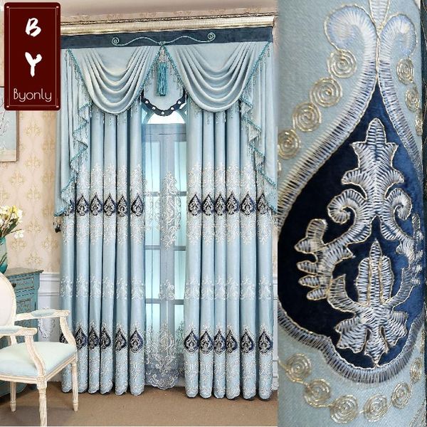 

curtain & drapes curtains particle velvet pastoral pasted cord embroidery high shading for living dining room bedroom