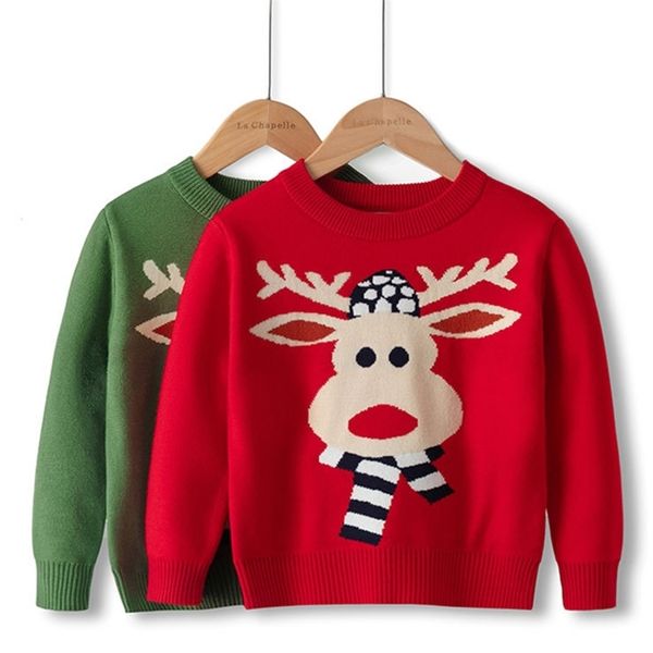 

christmas baby boys girls sweaters knit winter toddler clothes with deer kids children's 210521, Blue