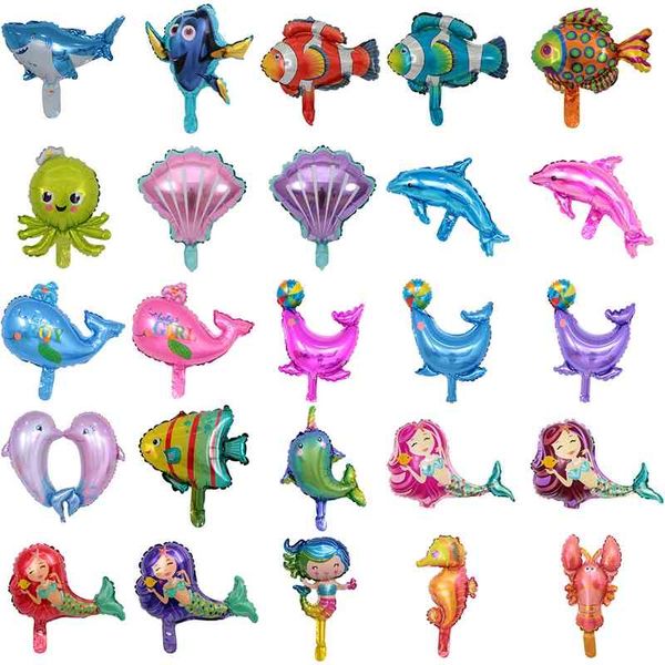 

mini marine ocs lobster seahorse shark mermaid cartoon animal modeling aluminum film balloon