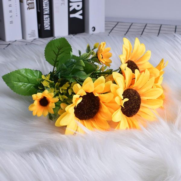 

decorative flowers & wreaths 1/3/5pcs artificial silk flower sunflower bouquet home garden wedding table diy simulation accessorie plant