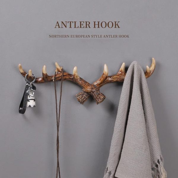 

nordic style antler hook wall hanging for clothes hat scarf key deer horns antlers rack home decoration hooks & rails