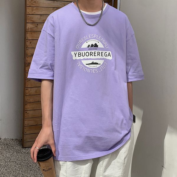 

t-shirts short fashion men's trend loose simple versatile summer half sve bottomed t-shirt, White;black
