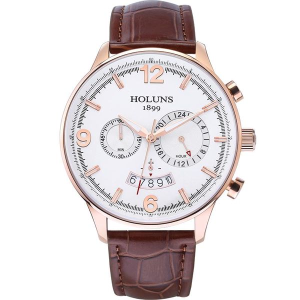 

wristwatches men's leather strap watch 22 mm big 24 hour dial quartz watches man wrist waterproof counter for men 2021/fc, Slivery;brown