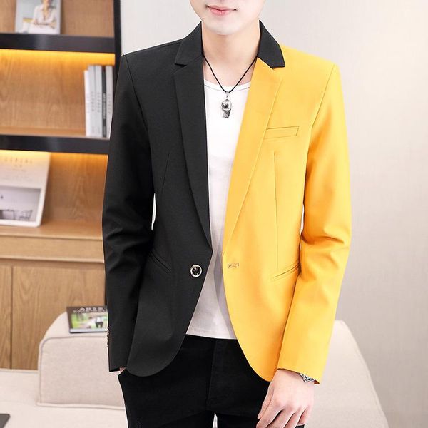 

men's suits & blazers m-3xl color suit men autumn leisure small nightclub male trend handsome jacket korean version slim coat, White;black