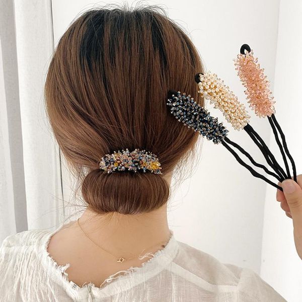 

hair clips & barrettes korean-style flower wedding bridal rhinestone head artifact bud tied half ball pins women accessories, Golden;silver