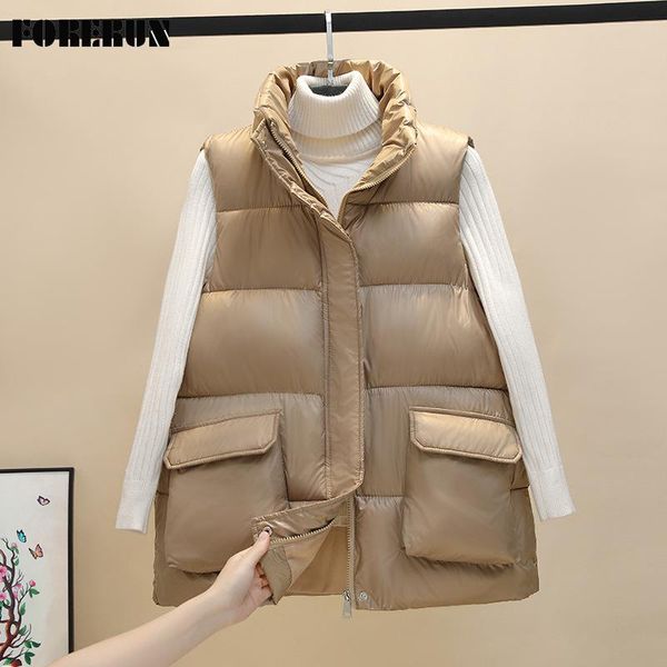 

women's vests forerun winter waistcoat women short stand collar cotton padded gilet bodywarmer korean fashion doudoune sans manche femm, Black;white