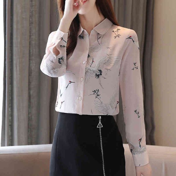 

sweaters print vintage shirt female blouse long sleeve work casual chiffon blouses korean 2021 spring autumn blusa, White;black