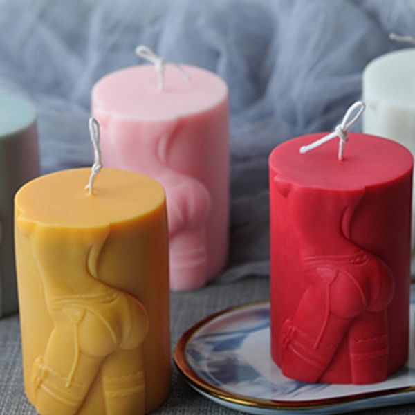 

craft tools temptation creative cylindrical silicone material handmade candle mold- women body decorative mould