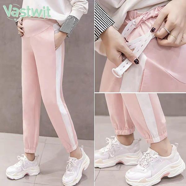 

pregnancy abdominal pants boyfriend loose casual harlan maternity pant for pregnant women clothes high waist belly trouser bottoms, White