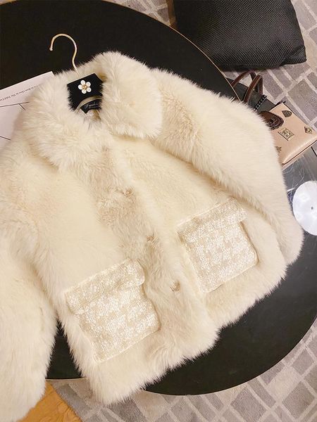 

women's fur & faux lamb coat for winter 2021 korean loose hairy thickened small fragrance plush clothing, Black