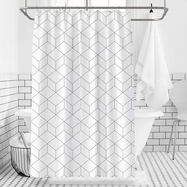 

geometric digital printing shower curtain luxury polyester waterproof nordic bathroom el home decor partition simple curtains