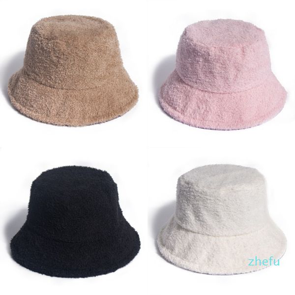 

solid color hat versatile soft ladies keep warm fur lovely velvet cap woman fashion accessories bucket hats winter 11 5yc k2, Black;white