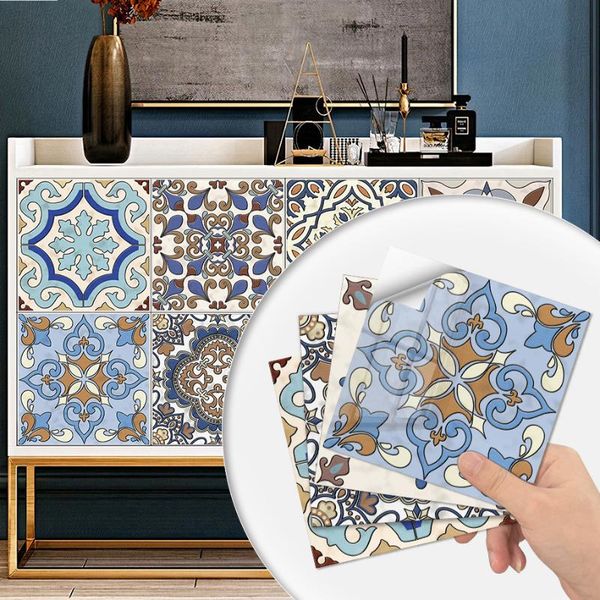 

window stickers 10pcs wall waterproof tile self-adhesive european pattern for furniture kitchen bathroom bedroom tv backsplash