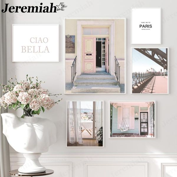 

paintings urban architecture canvas painting nordic landscape letter poster wall art modern home decoration design
