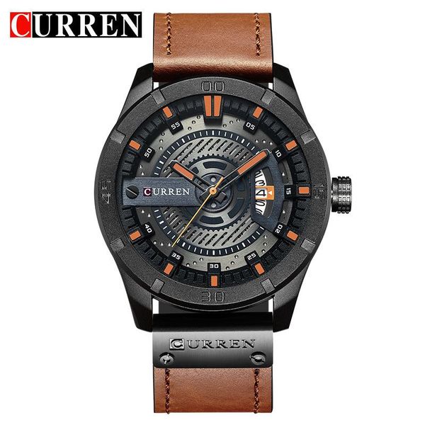 

wristwatches curren men watches man clock 2021 army steampunk sports male quartz-watch hodinky relojes hombre, Slivery;brown