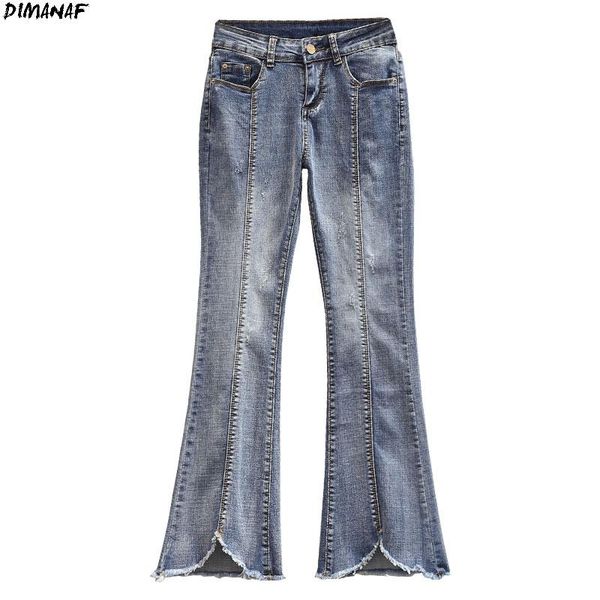 

plus size women jeans flare pants high waist patchwork spliced denim female elastic show thin trousers large women's, Blue