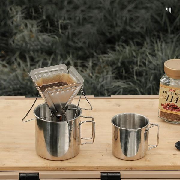 

coffee filters special offer portable outdoor camping filter stainless steel reusable with bracket drip holder tool