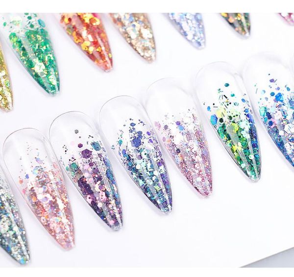 

nail gel 8ml 24colors glitter polish sequins colorful explosion glue bright reflective diamond varnish art tslm1, Red;pink