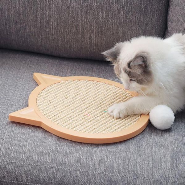

cat toys bite scratcher board sisal claw shape comfortable grinding soft fur balls with suction cup on back arrival