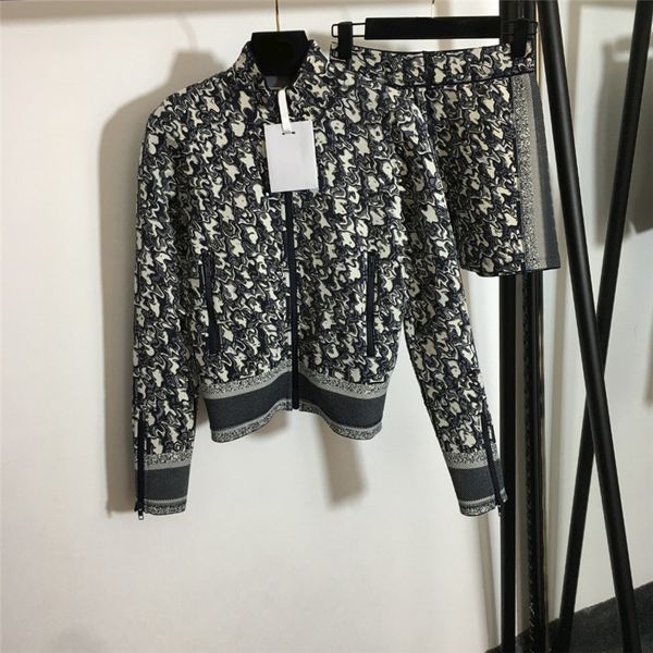 

full letter designer knitted tracksuits long sleeve zipper cardigan knit jacket women sweaters shorts 2 piece set, Gray