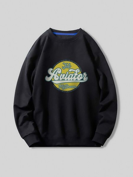 

men slogan graphic sweatshirt i37o#, Black