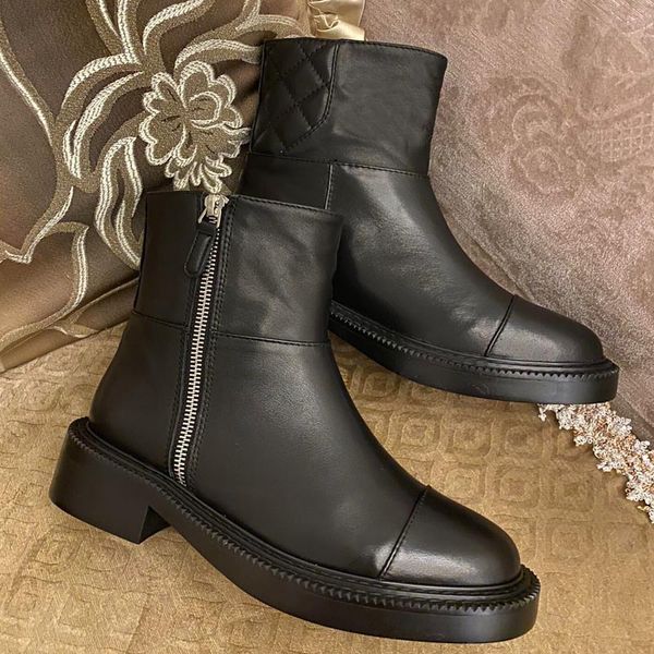 

beautiful fashion women's boots autumn and winter low-heeled short boots, high-quality leather casual martin boots, trendy women's, Black
