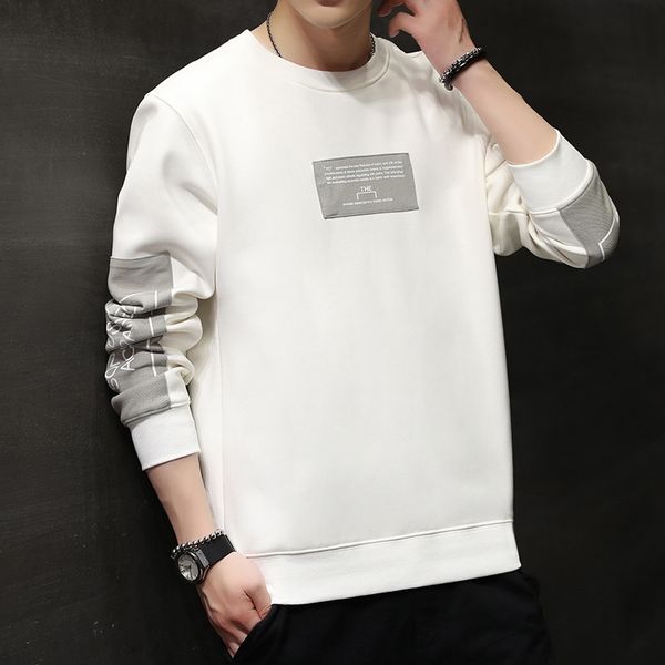 

2021 new korean round neck sweater men's coat bottomed shirt autumn long sleeve t-shirt xinjiang cotton, Black