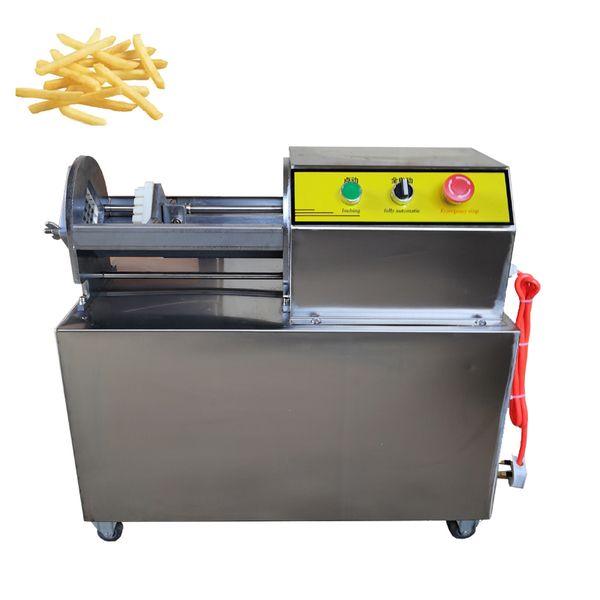 Elektrische Pommes-Frites-Maschine, kommerzielles Gemüseschneiden, Süßkartoffeln, Gurken, Taro-Streifenschneider, Edelstahl-Schubstange