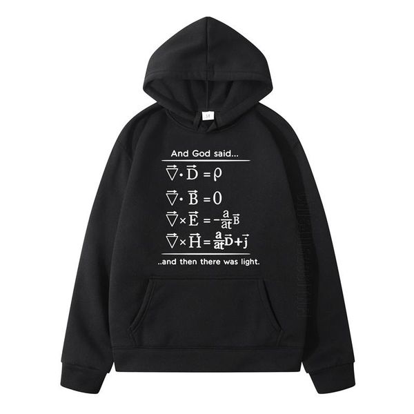

men's hoodies & sweatshirts physics man and women hoodie god said equations then light nerd design geek science men hip hop sweatshirt, Black