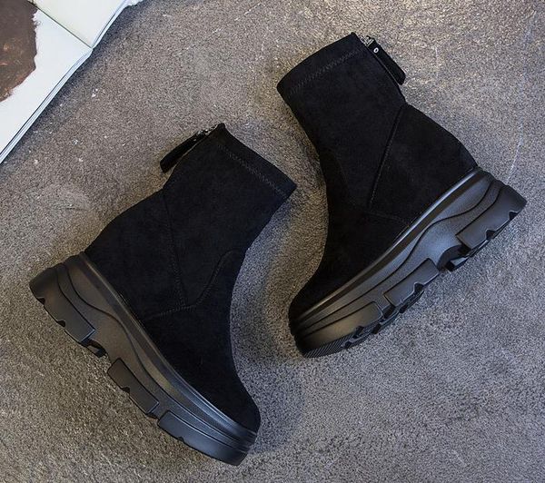 

boots women increased 2021 autumn and winter wild black thick velvet cotton