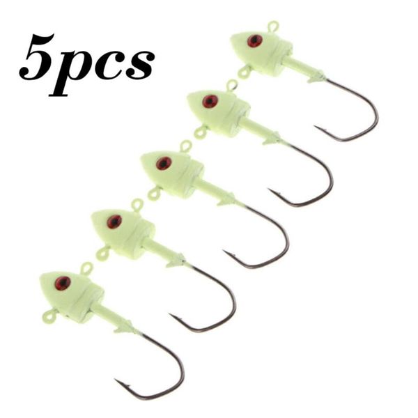 

pcs luminous jig head fishing hooks lure weighted and fast sinking 21g