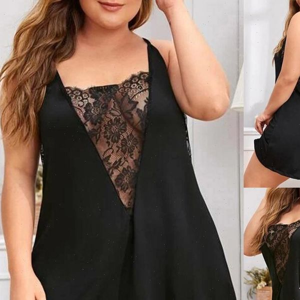 

pyjamas pajamas plus size women sleepwear lace v neck lingerie set underwear backless nightdress, Black;red