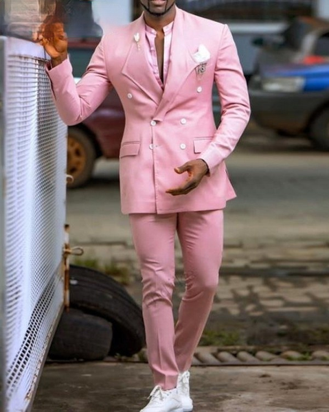 

pink men suits double breasted prom suits slim fit blazer jacket men tuxedos groom, Black