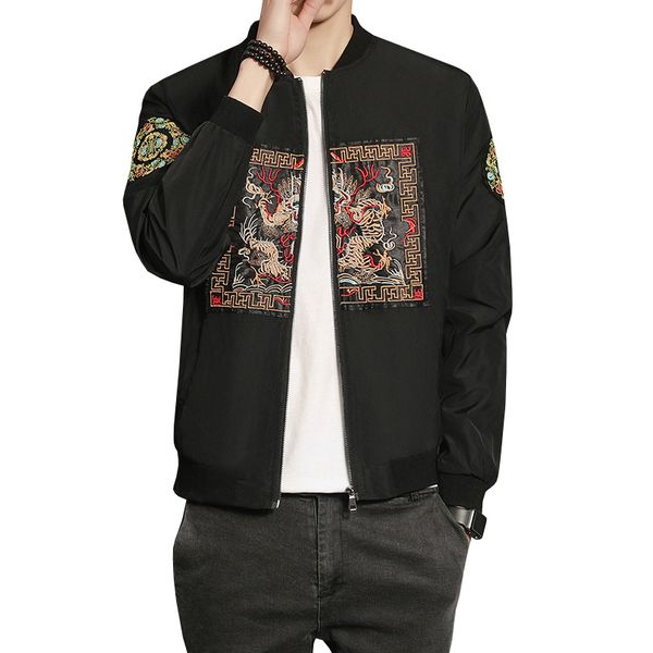 Mode Chinesische Lange Pao Frühling Männer Bomber Jacke Slim Fit Hülse Casual Mäntel Windjacke 5XL-M