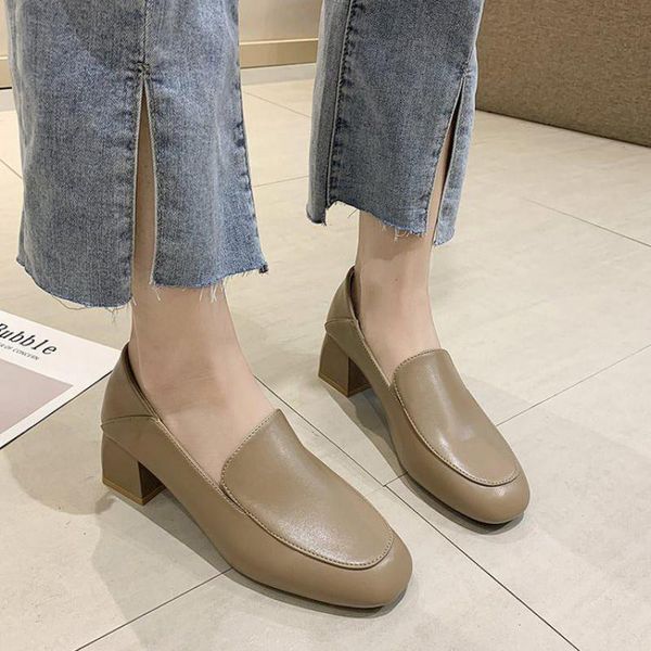 

dress shoes pamanni women's loafers non-slip shallow solid female pumps slip-on square toe pu leather soft plus size office ladies, Black