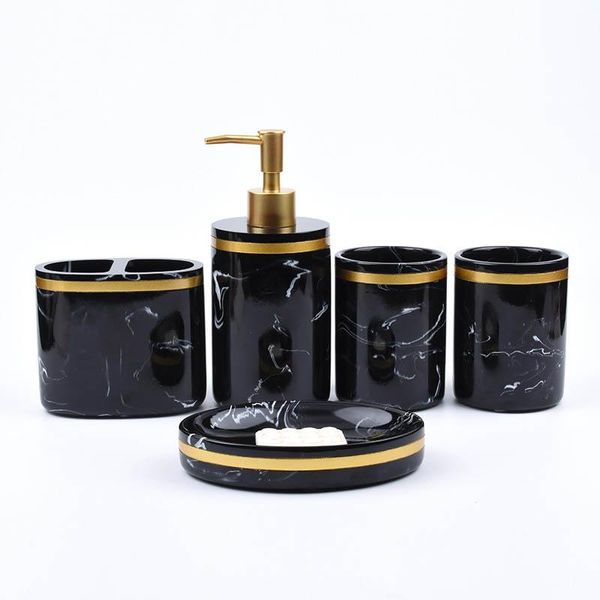 

creative marbling sanitary ware five-piece washing set el resin bathroom supplies kit bath accessory