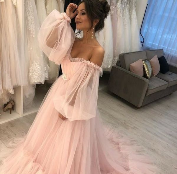 

long pink boat neck tulle prom dresses lace up back robe de soiree sweep train pleated evening formal party gowns, Black