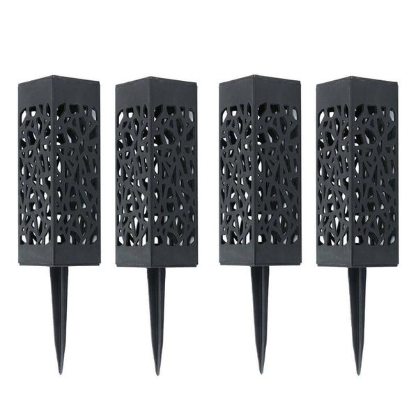 

4pcs patio led wireless outdoor yard lawn landscape heatproof solar powered garden underground backyard decorative post light lamps