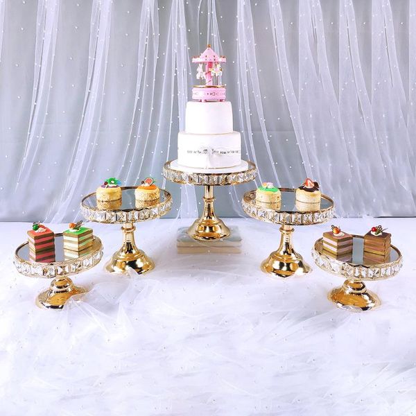 

other bakeware 1pcs crystal metal cake stand set acrylic mirror cupcake decorations dessert pedestal wedding party display tray