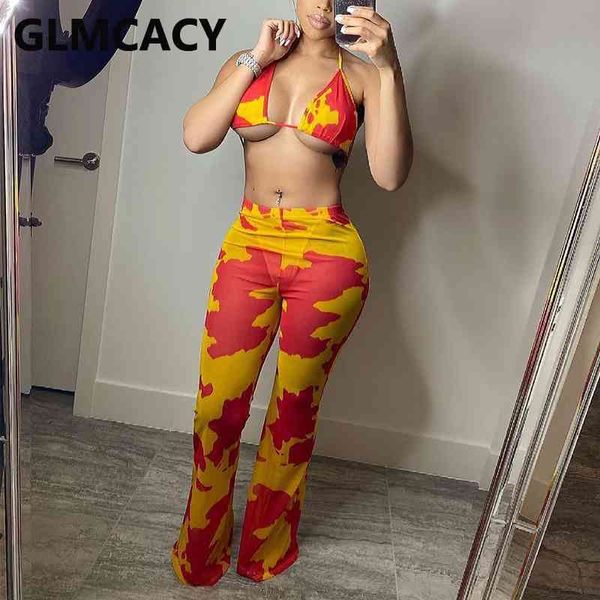 

two peice mesh suits bra & long pants night party clubwear 210702, White