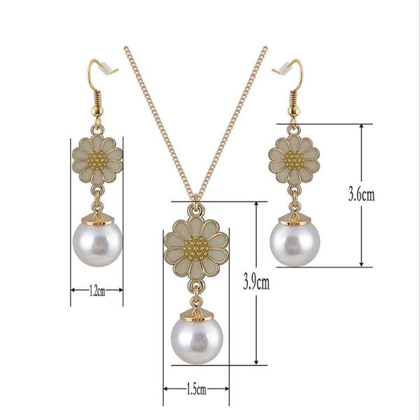 

pendant necklaces charm gold rose simulated pearl necklace set, Silver